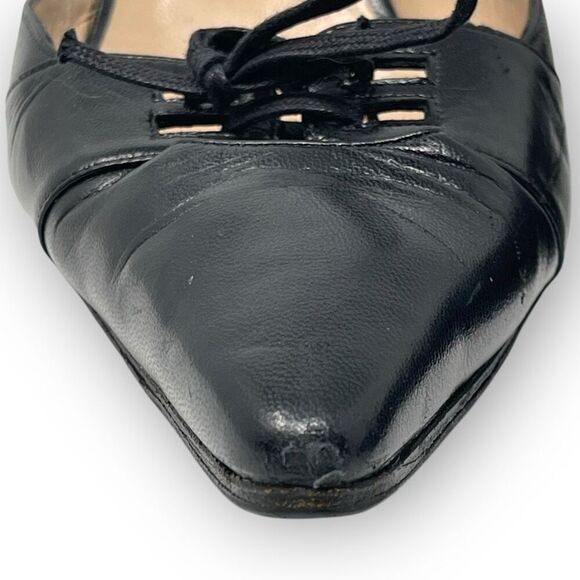 Manolo Blahnik Retro Black Leather Bow Detail Pointed Toe Heel Womens Size EU 41 - Picture 14 of 16